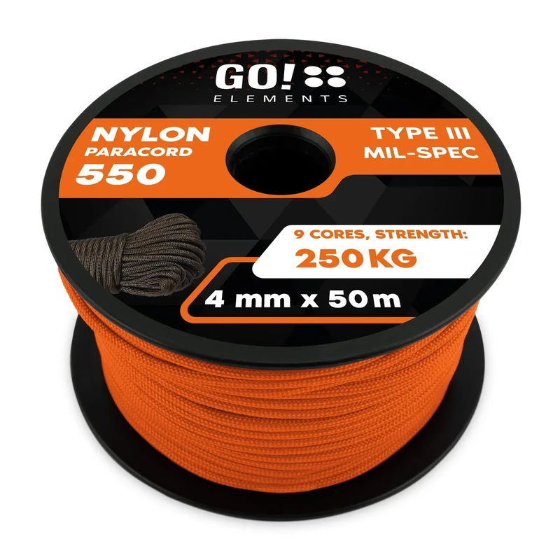 Paracord 550 Typ III | ø 4mm - 11 Kerne - max. 250 kg | 100% Nylonschnur - reißfest & extrem stabil | Nylonseil, Allzweckseil, Reepschnur & Outdoor Seil