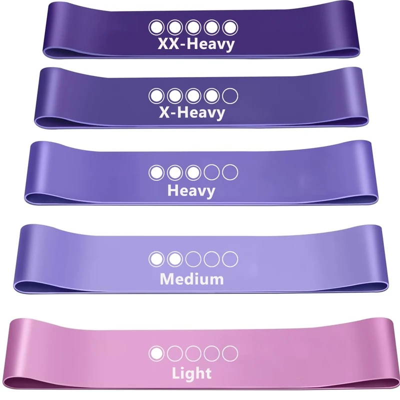 FOLAI Widerstandsbänder [5er Set] Fitnessband mit Übungsanleitung auf Deutsch & Tragebeutel Resistance Bands Gymnastikband für Muskelaufbau Pilates Yoga