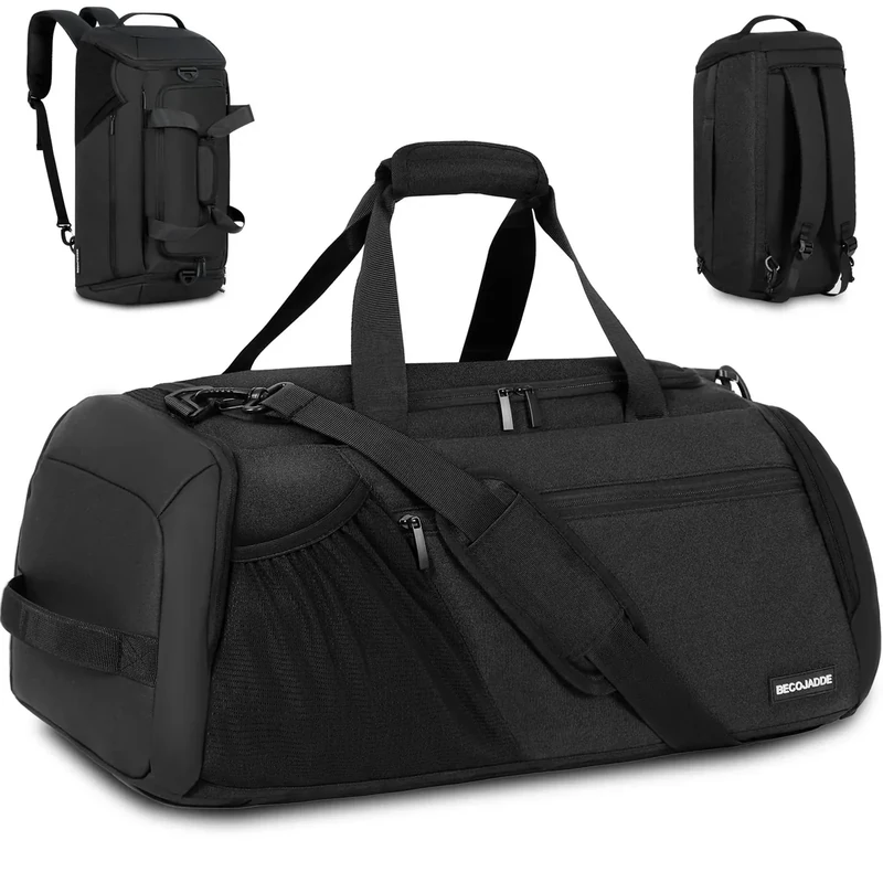 Sporttasche Herren 40L Groß Sporttaschen Reiserucksack Mehrere Taschen Rucksack mit Schuhfach Nassfach Wasserdicht für Schulter und Hand Trainingstaschen Weekender Tasche Sports Bags Schwarz