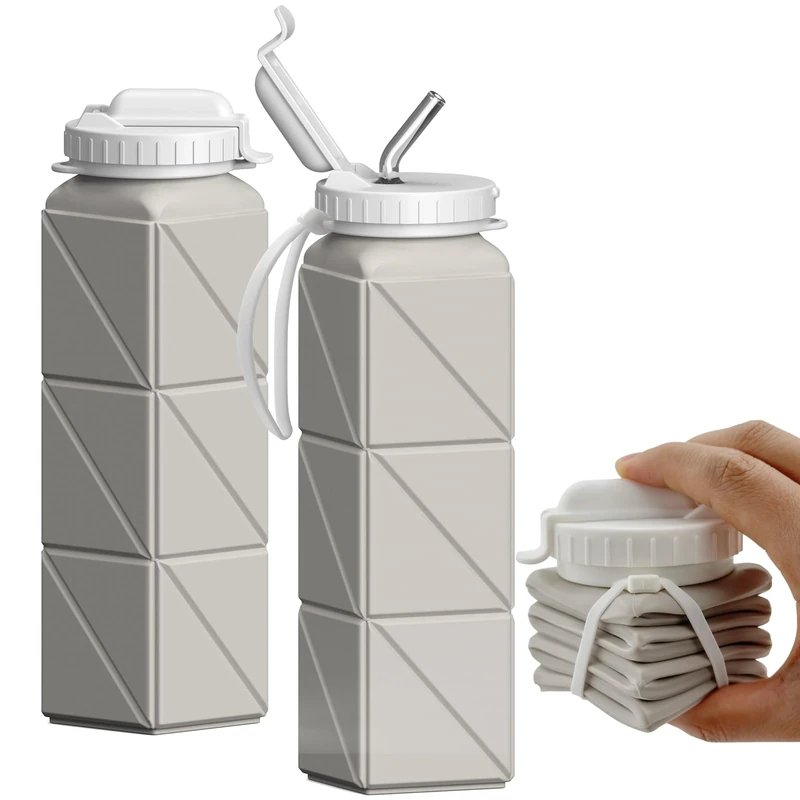 BEAUTAIL Faltbare Trinkflasche 610ML mit Stroh, Tragbare Wasserflasche aus Silikon, Trinkbehälter, Leicht, Wiederverwendbar, für Fitnesss, Fahrrad, Sport, Outdoor Sportflasche (Sternenlicht)