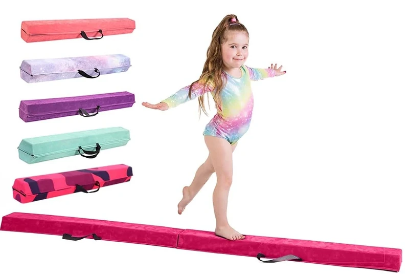 Schwebebalken für zuhause – Größen 210/240/270/300 cm - Erstaunliche Balance-Ausrüstung für Kinder zu Hause – Wildlederimitat, hochdichter EVA-Schaum – Lernkarten, Tragegurte, Tragetasche