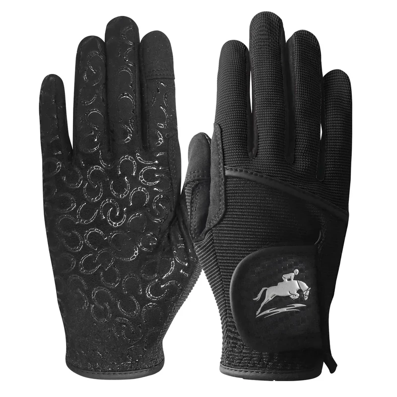 LOVMEAD Reithandschuhe Damen Mädchen rutschfest Atmungsaktiv Sommer für Reitsport, Radfahren, Gartenarbeit, LadiesHandschuhe zum Reiten Touchscreen Weich Schwarz Lila Braun (Schwarz, Large)