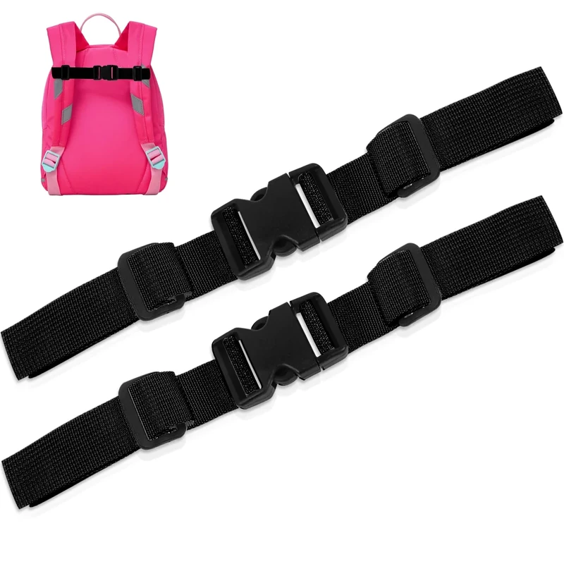 Moorle Verstellbarer Brustgurt Rucksack, 2 Stück Rucksackriemen Nylon mit Schnellverschluss, Rutschfester Gurtband Für Schultasche, Schwarz Strapazierfähiger Brustgurt Für Joggen Wandern Außerhalb