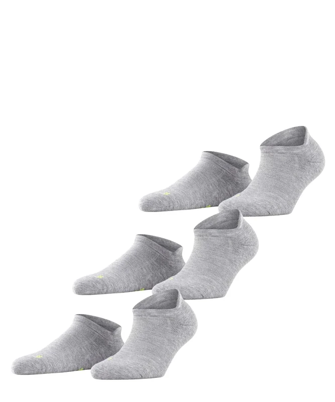 FALKE Unisex Sneakersocken Cool Kick Sneaker Multipack U Sn weich atmungsaktiv schnelltrocknend kurz einfarbig 3 Paar, Grau Light Grey Melange 3775, 35-36