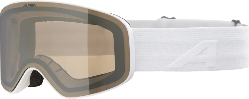 ALPINA FERNIE Q-LITE - Verspiegelte Skibrille für Kinder, Kontrastverstärkende & Polarisierte OTG Gläser, ideal für Brillenträger, Mit 100% UV-Schutz, white matt/gold - Image 1