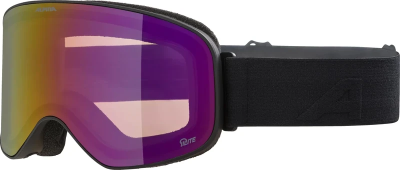 ALPINA Slope Q-Lite - Stylische Skibrille für Damen und Herren, Anti-Fog, effektive Luftzirkulation, Verspiegelte Scheibe, black matt/red - Image 1