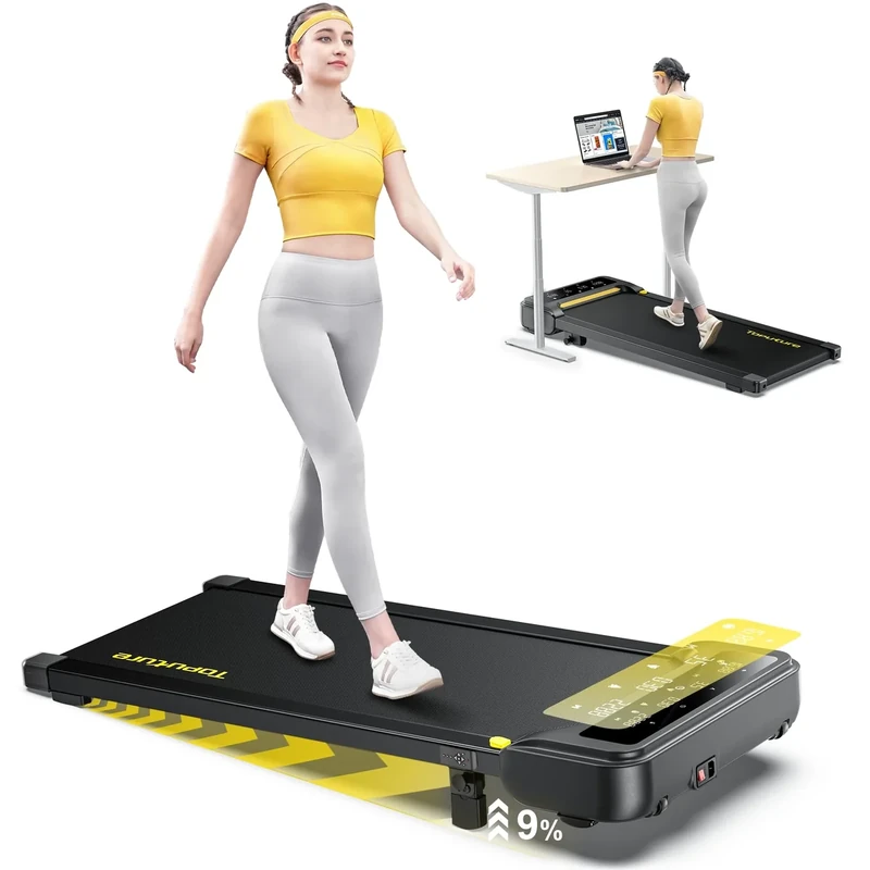 Laufband für Zuhause mit Neigung, 1-10 km/h Walking pad, Elektrisches Laufband mit Steigung, 2.5HP Walking Machine für Zuhause & Büro, Fernbedienung und App, Keine Montage Erforderlich (Schwarz)