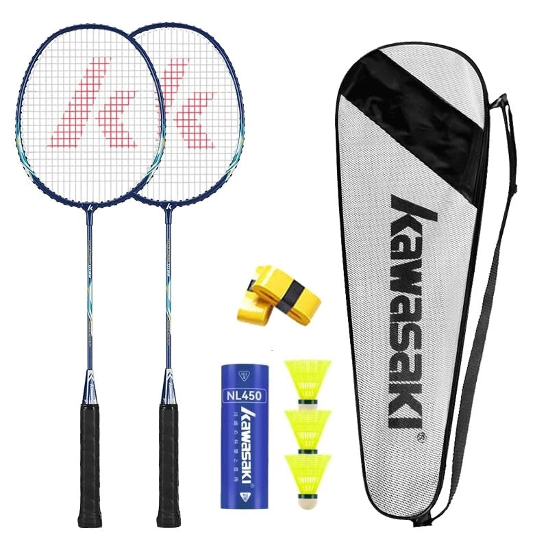 Badminton Schläger Set 2, A1 TAAN Leichtgewicht Profi Badmintonschläger mit 3 Federbälle, 1 Schlägertasche, 2 Federballschläger für Sport und Unterhaltung - Blau