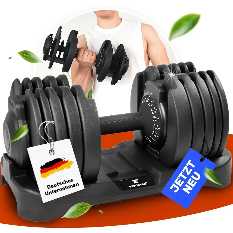 Verstellbare Kurzhantel 24kg | Hantel | 12kg |18kg | 24kg | 40kg | 15 Gewichtseinstellungen | Einzelhantel | Verstellbare Kurzhantel | einstellbar und platzsparend [FIX LOCK] Gewichte für Homegym