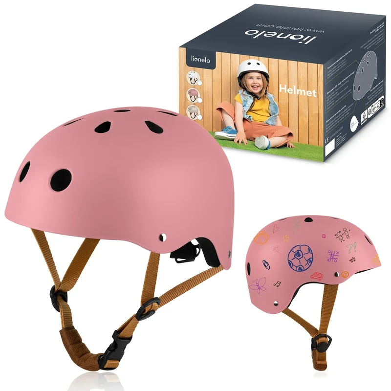 LIONELO Helmet Schutzhelm für Kinder, verstellbar 50-56 cm, Kinnschutz, Intertek zertifizierter Helm für Mädchen und Jungen, Größe S