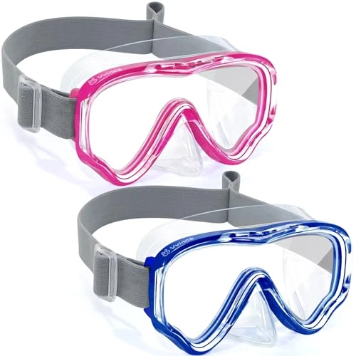 Vvinca Taucherbrille Kinder mit stoffband, Schwimmbrille Kinder für Jahre Jungen Mädchen,Schnorchelmaske Kinder 180° Panorama Anti-Leck Tauchmaske Kinder für 3-13 Jahr