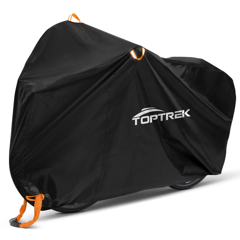 toptrek Fahrradabdeckung Wasserdicht 210D Oxford-Gewebe Fahrradgarage Outdoor 200 x 110 x 70 cm Hochwertige Fahrrad Abdeckplane mit Schlossösen Sonnenschutz Reißfestigkeit mit Beutel