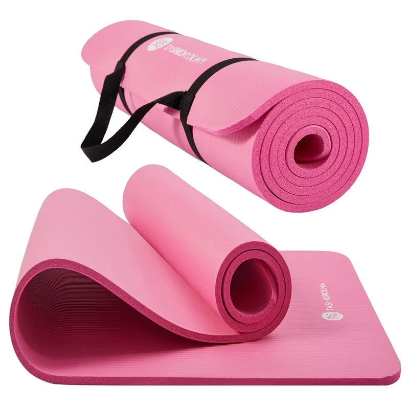 TASHIDROLMA Yoga Matte Dicker, NBR Yogamatte Rutschfest Mit Tragegurt, Für Gymnastikmatte, Fitnessmatte, Sportmatte, Trainingsmatte, Dicke 1cm (183x61cm)