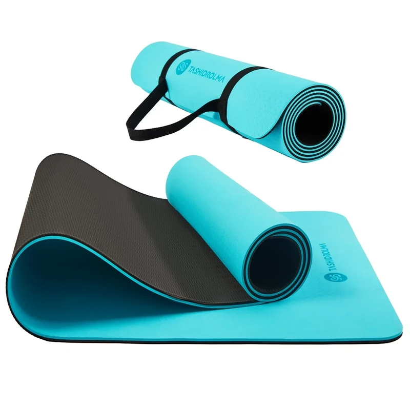 TASHIDROLMA Yogamatte Rutschfest, TPE Gymnastikmatte Mit Tragegurt, Sportmatte Für Fitnessstudio, Zuhause, Reisen, 183x61cm Dicke 6 mm