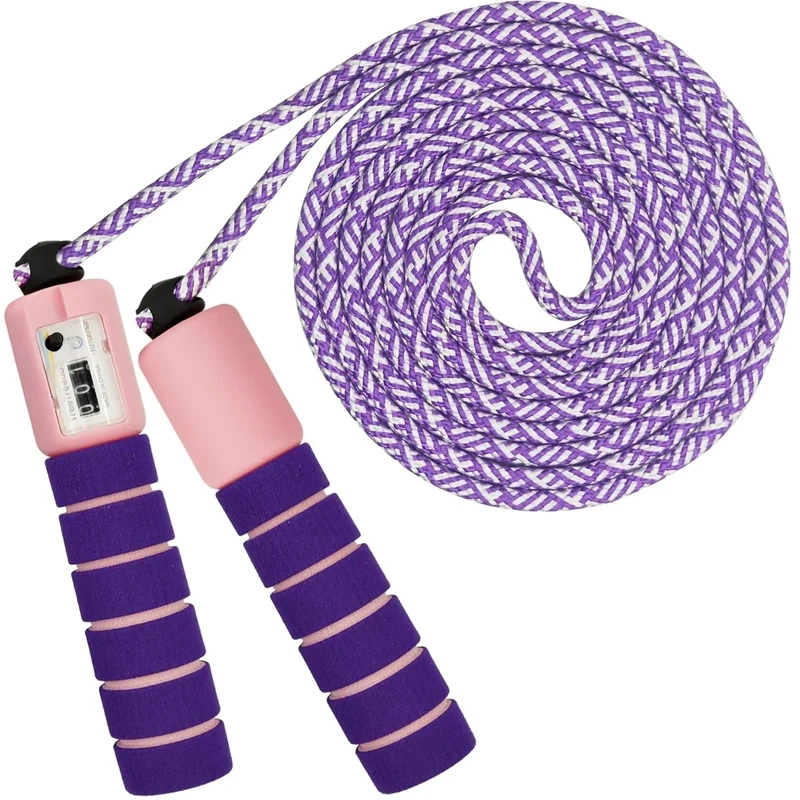 Springseil Sport Kinder,Springseil Speed Rope,Skipping Rope,Fitness Springseil,Speed Jump Rope mit Schaumstoffgriff,Springseil mit Zähler,Verstellbarer Springseil,Springseil für Kinder (Lila)