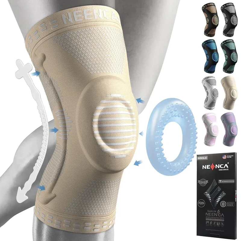 NEENCA Kniestütze, Komprimierte Kniebandage mit Patella Gel Pads & Feder Seitenstabilisatoren, Medizinischer Knieschützer für Laufen, Meniskusriss, Arthritis, Gelenkschmerzlinderung, ACL, Erholung