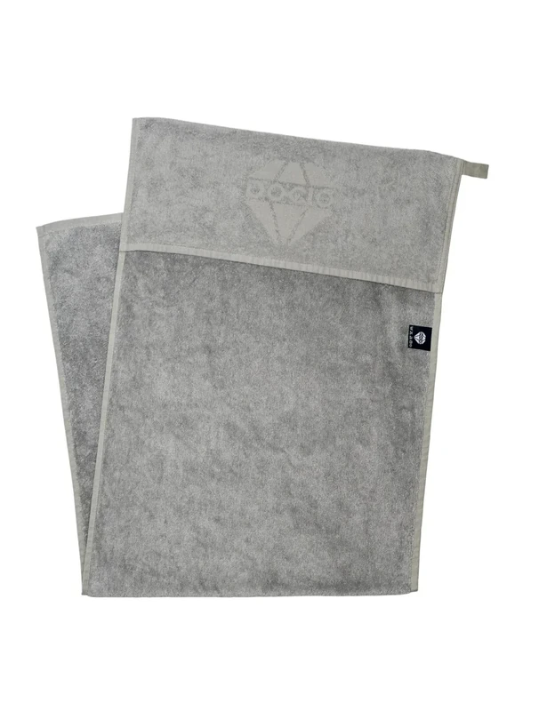 DOCIO Sporthandtuch I Fitness Handtuch mit Fixierung I 130x50cm I XXL (Hellgrau)