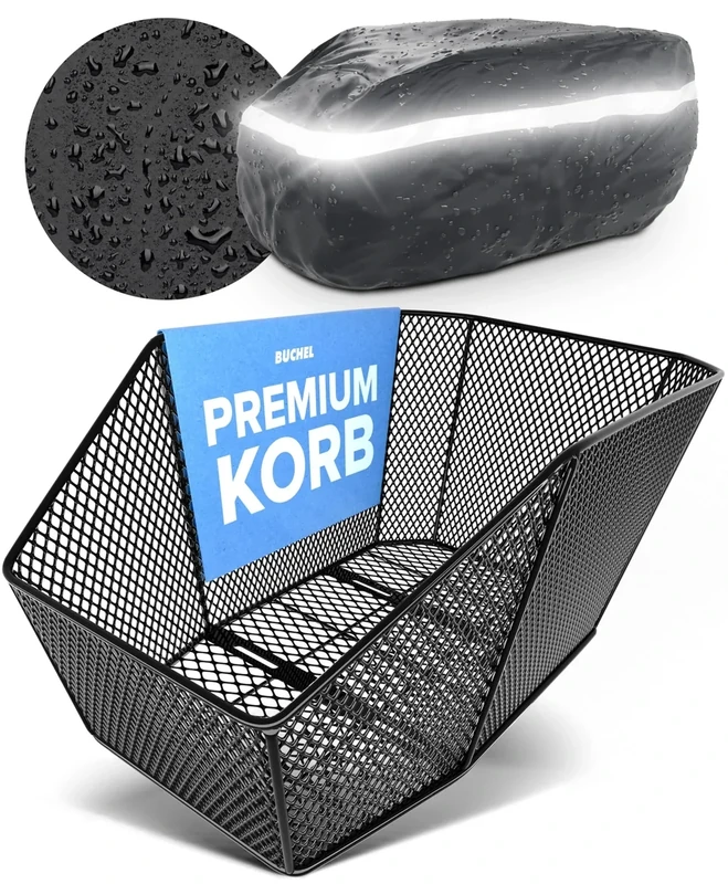 BÜCHEL Fahrradkorb hinten | XXL Jumbo Pro inkl. Befestigungsmaterial für Fahrrad Gepäckträger | bis 10kg Traglast | Fahrradkorb für Kinderfahrrad