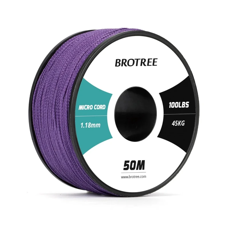 Brotree Micro Cord 1,18 mm 50M Spule Paracord Schnur Polyester Seil für Armband, Handwerk und DIY - 45kg Bruchlast (Lila)