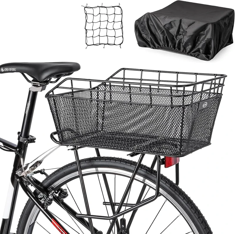 CXWXC Fahrradkorb Hinten mit Ladungsnetz und Eine Dicke Futterung fur Fahrrad, Dicke Futterung Tasche für Fahrrad, Elektrofahrrad (CX-HT-193-EU)