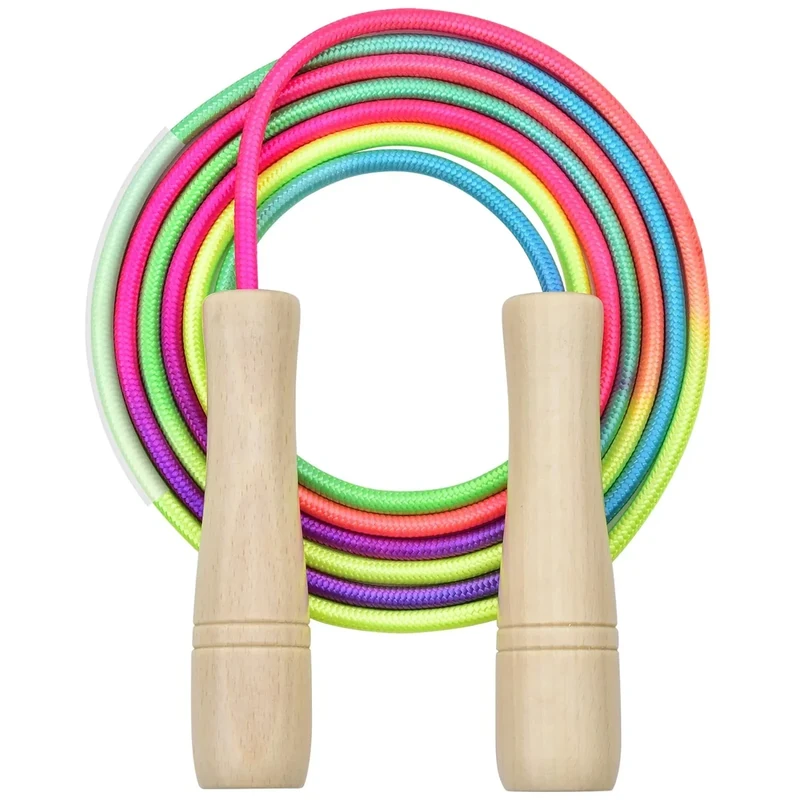 LVZONGXIN Springseil Kinder, 260cm Verstellbare Seilspringen Kinder mit Holzgriff, Skipping Rope Kids für Jungen und Mädchen