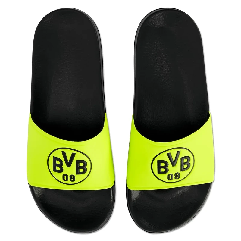 Borussia Dortmund Unisex – Erwachsene BVB Badeschlappen neon, Schwarz, 39/40
