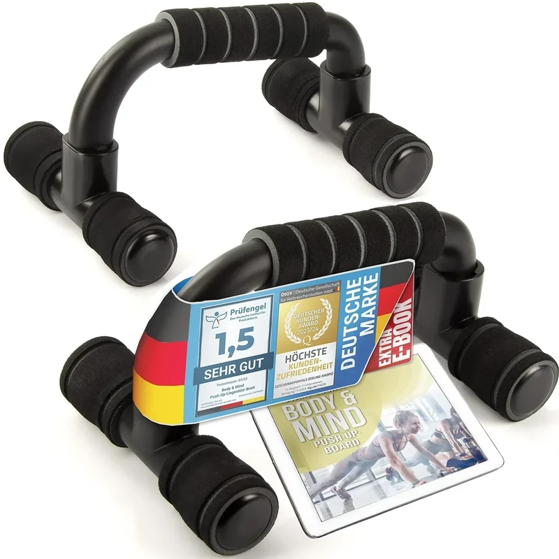 Body & Mind® Push-Up Liegestütz-Griffe; Kompakte Trainings-Griffe Fitness-Rack für Ganzkörper-Training & Effektive Liegestützen; Krafttraining