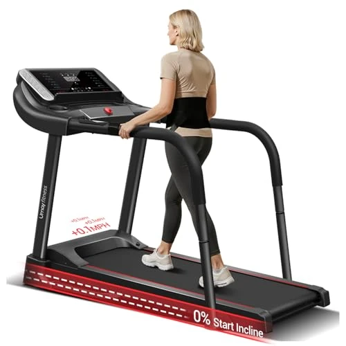 UMAY Treadmills for Home, 3.0HP Quiet Brushless Folding Treadmill with Heart Rate Sensor, Dual Cushion System, 14KM/H, Holder for Cup & Phone - Image 1