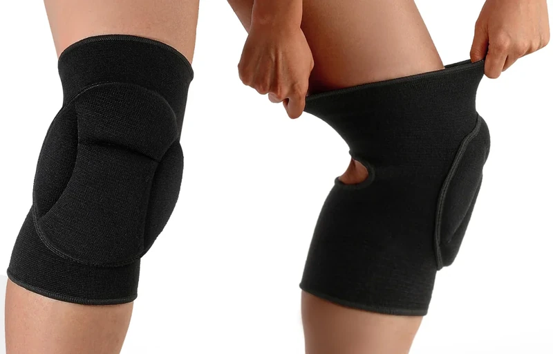 Comfyouth Knieschoner Volleyball 20mm Dicker Schwamm Knieschützer Schwarz Absturz Kniestütze Stretch Kniebandage für Tanzen Basketball Laufen Sport