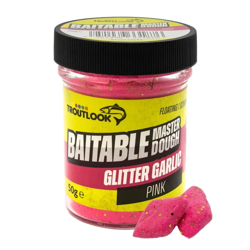 Troutlook Baitable Master Dough Mix Pack Forelleteig Forellenpaste Forellenteig Forellenköder (Garlic, Pink, 50g)