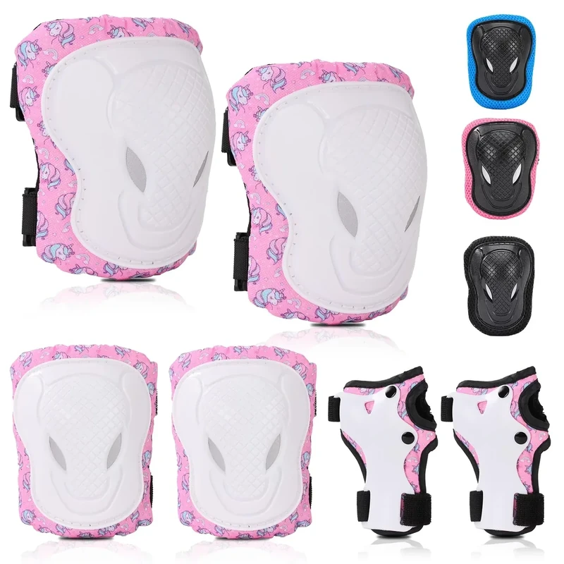 BURSUN Knieschoner Kinder, Verstellbare Knieschützer Ellenbogenschoner Handgelenkschoner, Schoner Schützer Inliner Kinder, Protektorenset für Inliner Skaten Roller Skateboard Rollschuhe