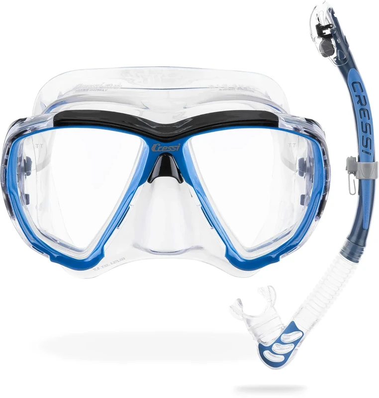 CRESSI Big Eyes+Alpha Ultra Dry Combo Clear/Azure - Combo Set Maske + Schnorchel UD zum Tauchen und Schnorcheln, Transparent/Hellblau, Einheitsgröße, Erwachsene - Image 1