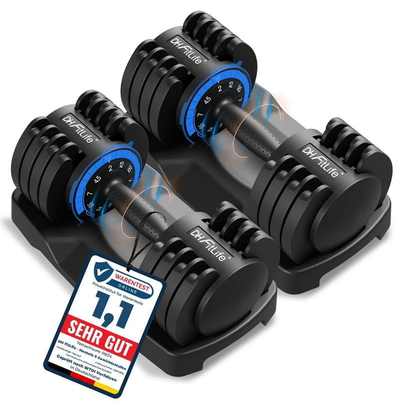 DH FitLife 12kg verstellbare Hanteln 2 bis 12 KG mit 5 Gewichtsstufen, Kurzhanteln Set mit Hantelscheiben, Kurzhanteln verstellbar, variable Gewichte 5 in 1, 2er Set