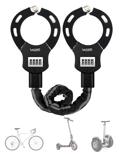 E Scooter Schloss, Kettenschlösser Fahrrad Zahlenschloss, Handschellenschloss für E Scooter mit Gummi-Lock-Hülse, Fahrradschloss Hohe Sicherheit, 90cm, Ideal für E Roller, Fahrrad (Passwortsperre A)
