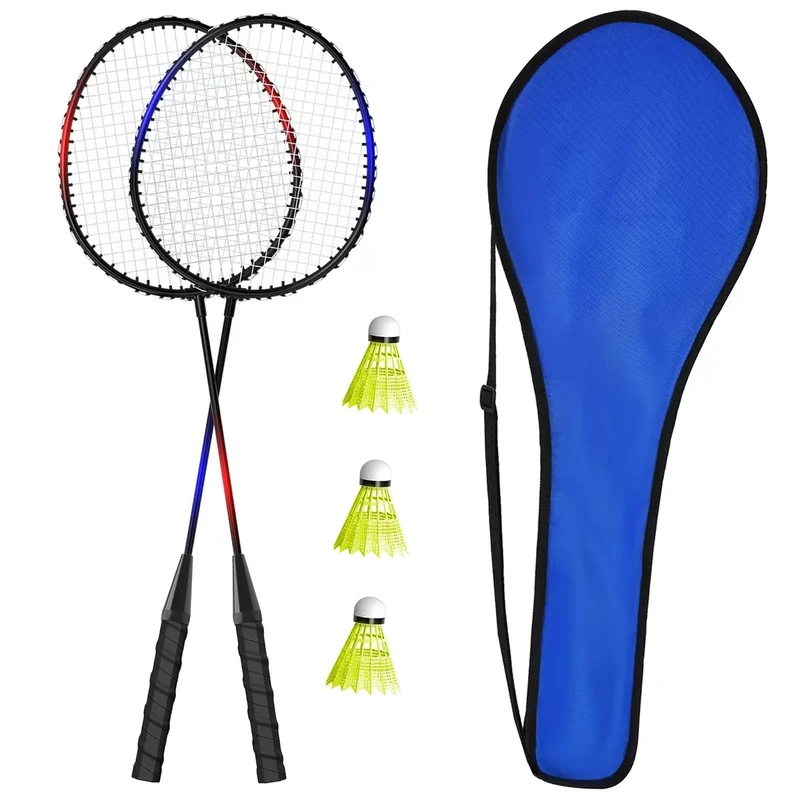KH Badmintonschläger-Set für 2–4 Spieler, für Erwachsene und Kinder, Familien-Hintergarten, Sportspiele, Schläger, Federbälle und Tragetasche im Lieferumfang enthalten