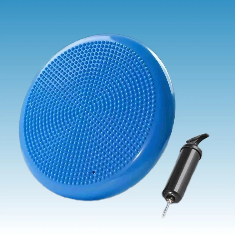 Erwachsene Balancekissen Ballsitzkissen mit Luftpumpe, Durchmesser 33cm Balance Training Yoga Matte Massage Board Physiokissen für Core, Koordination, Fitness Rückentraining Pad (Blau)