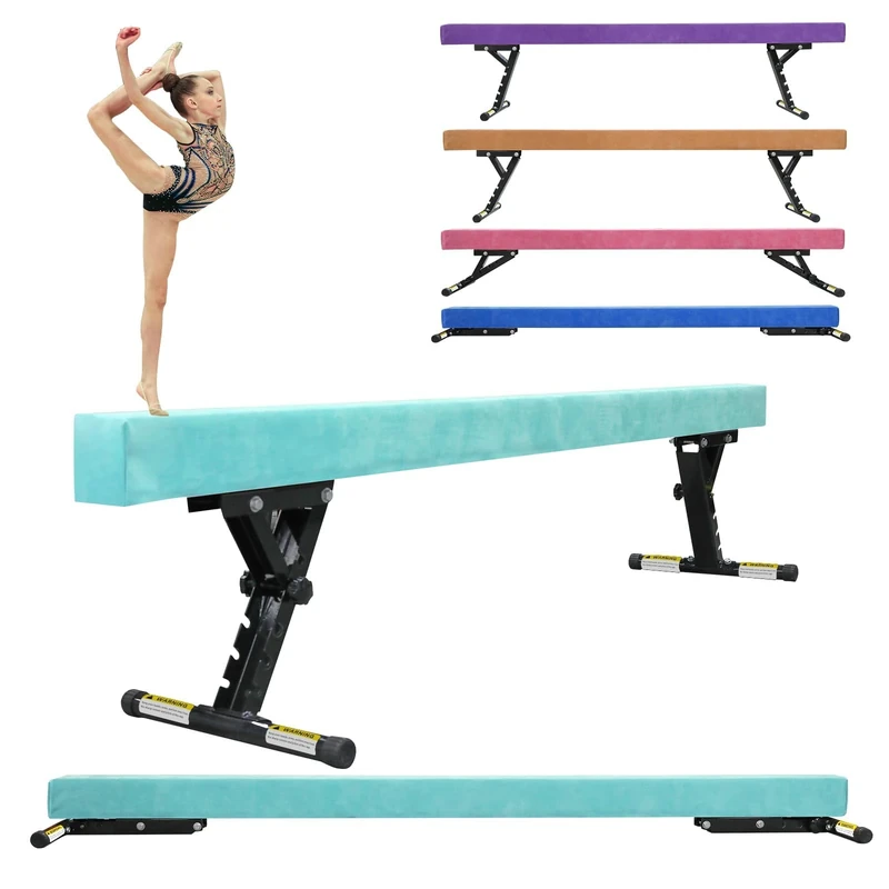 SportBob Schwebebalken Kinder Klappbar 244cm, 5 Höhen Einstellbar, Hohe und Niedrige Ebene, Balken Turnen Balancierbalken für Zuhause Outdoor Indoor Training, Gymnastikbalken Trainingsgeräte mit Bein