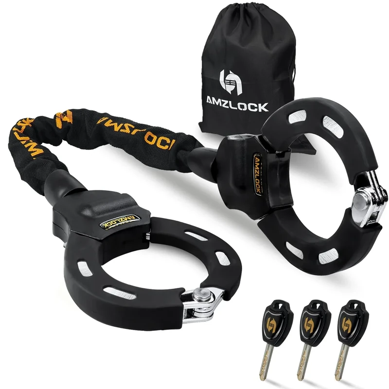 AMZLOCK E Scooter Schloss, Handschellenschloss für E Scooter, 8mm Dicke Kettenschloss für Xiaomi Scooter/Ninbot Scooter, Ideal für Elektroscooter und Fahrrad