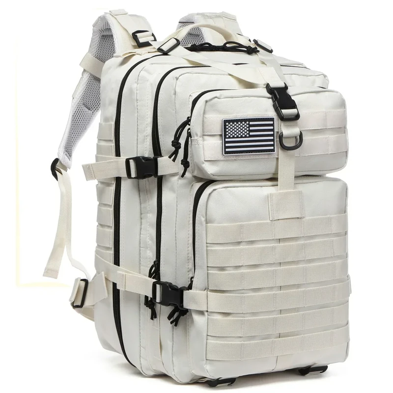 GUJOIN 50L Strapazierfähiger Nylon Wasserdichter Angeln Jagdrucksack Outdoor Militär Rucksäcke Taktische Sport Camping Wandertaschen (White)