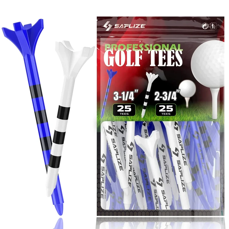 SAPLIZE Professionelle Golf-Tees, 50 Stück (6,4 cm und 8,9 cm), geringe Reibung und Widerstand, Golf-Tees aus Kunststoff