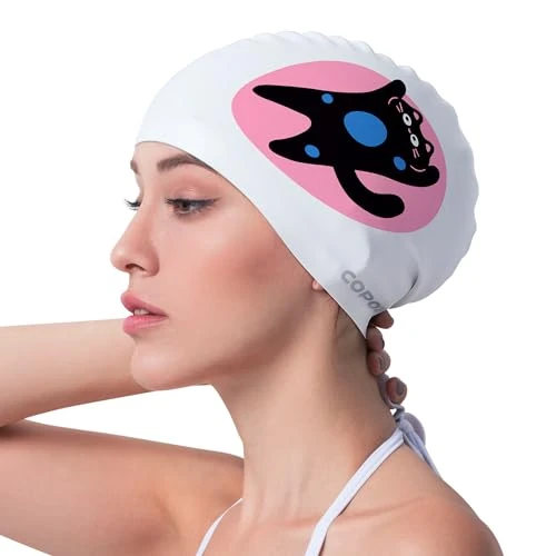 COPOZZ Erwachsene Badekappe, Unisex Wasserdicht Schwimmkappe für Herren Damen, Lange Haare Silikon Swimming Cap Bademütze für Männer Frauen