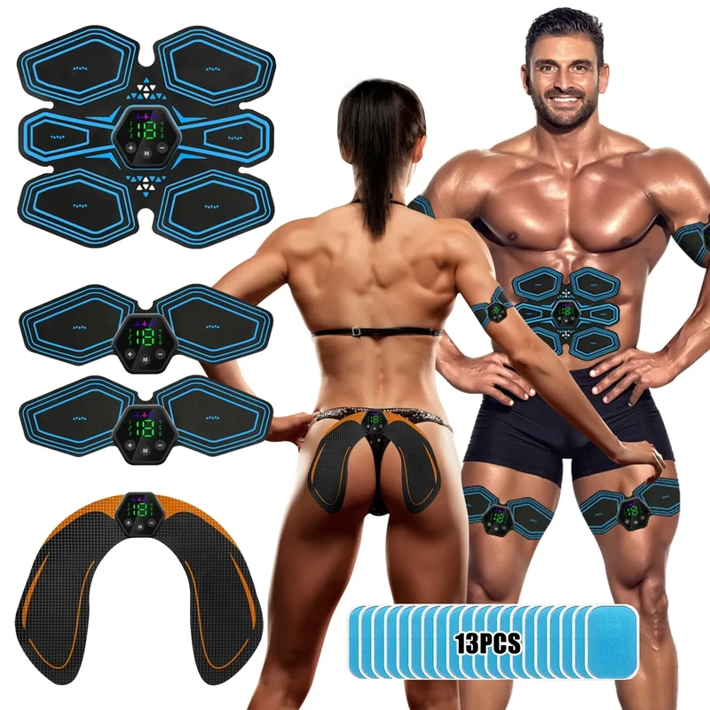 Lovcoyo EMS Trainingsgerät, EMS Bauchmuskeltrainer Elektrisch Muskelstimulationsgeräte, 6 Modi & 19 Intensitäten, USB Wiederaufladbar EMS Bauchtrainer Ganzkörper ABS/Bauch/Arm/Bein/Po Trainer