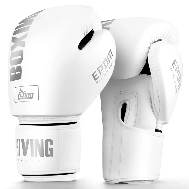 Boxhandschuhe für Damen und Herren, Boxing Training Gloves,geeignet für Boxen, Kickboxen, gemischte Kampfsportarten, Thai, MMA, Kampftraining (Weiß grau, 16oz)