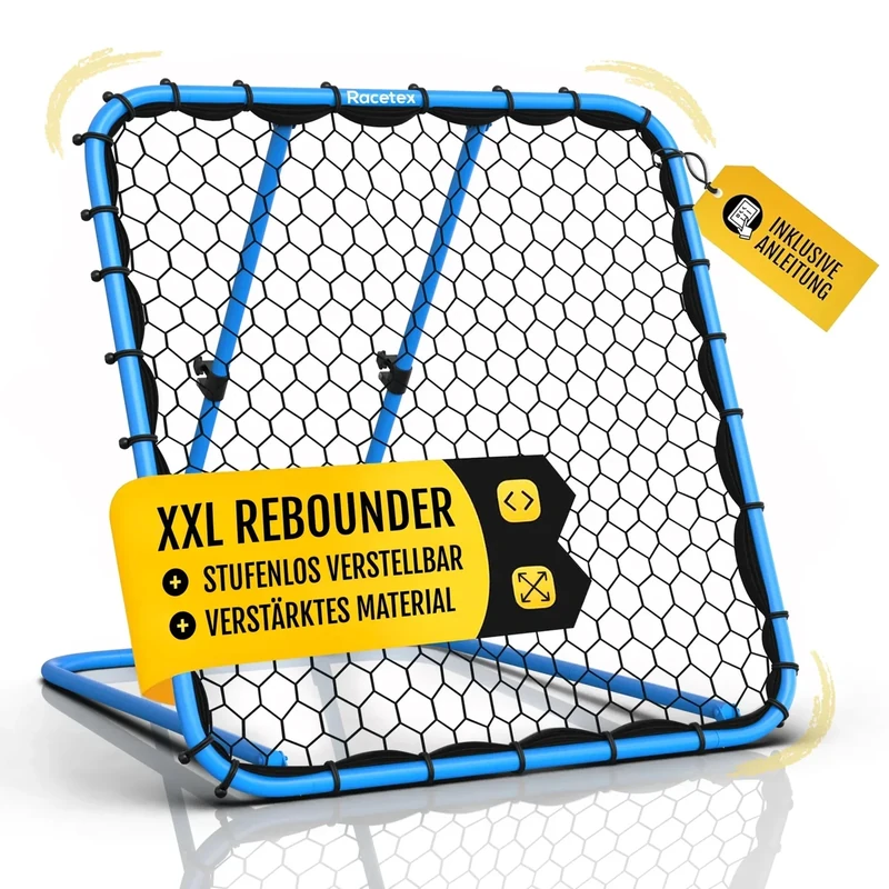 Racetex Rebounder für Fußball XXL [125cm x 125cm] - Fussball Rebounder mit robuster Konstruktion und stufenlos verstellbarem Winkel - Rebounder Fußball Ballannahmetraining