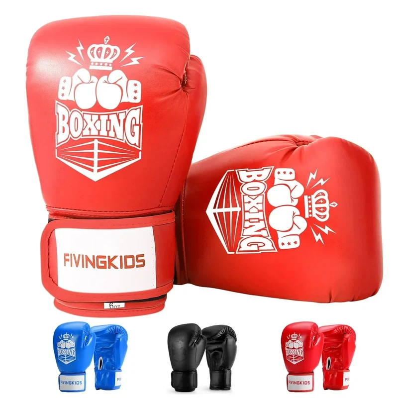 FIVING Kinder Boxhandschuhe für Jungen und Mädchen,Jugendboxen Trainingshandschuhe für Kinder 3-15,Kinder Sparring Boxhandschuhe für Boxsack, Kickboxen, Muay Thai, MMA (Rot und weiß, 4oz)