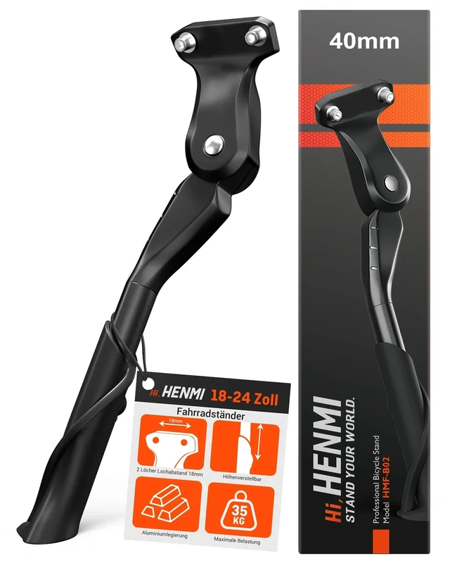 HENMI Fahrradständer 18-24 Zoll Kinderfahrrad Ständer mit Löchern, 40mm Lochabstand M6 Schrauben, Stabil Kinder Seitenständer für Mountainbike, Rennrad