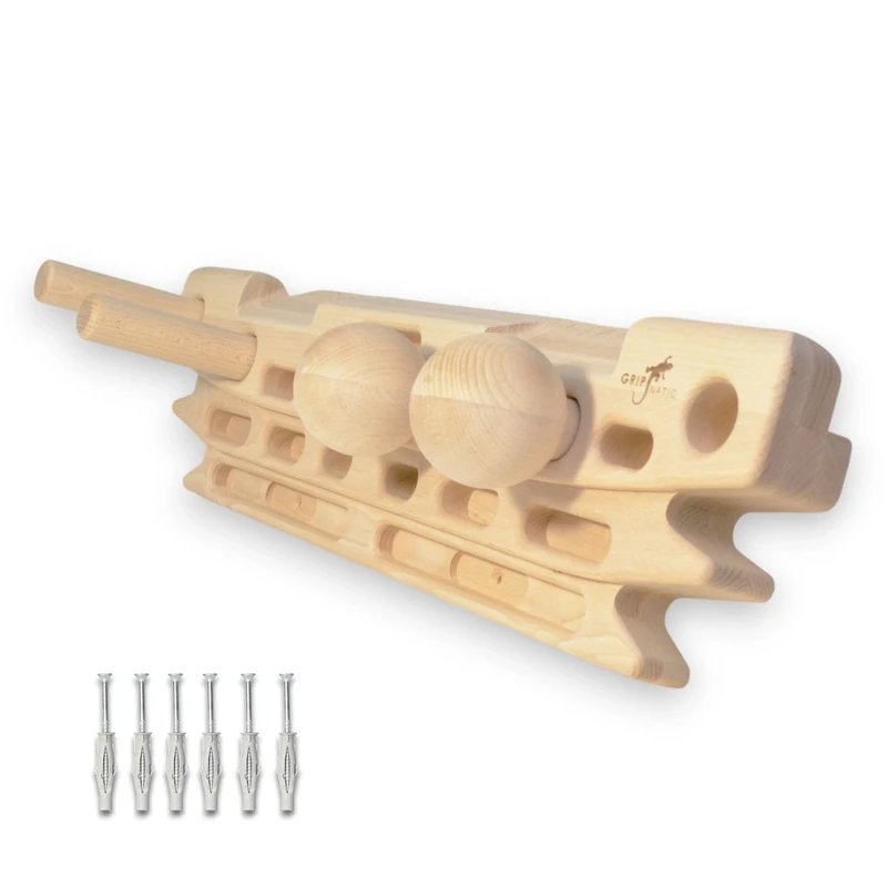 GRIPNATIC FingerPeg 1.0 Hangboard – Multi-Tiefen Fingerboard für Klettertraining – Mit Klimmzugstangen & Kugelgriffen – 120 kg Tragkraft – Einzigartiges Design