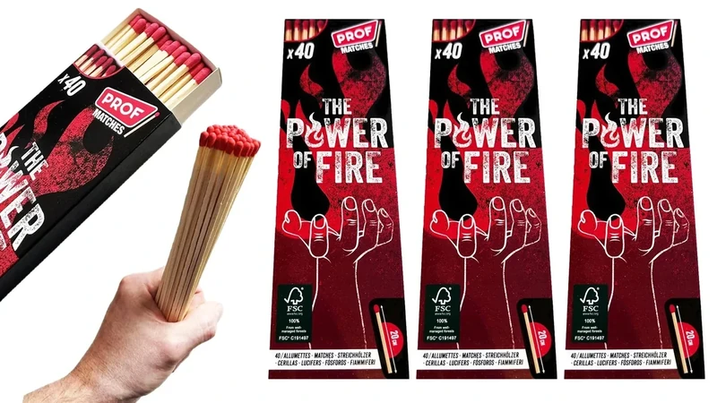 jameitop® 5er Pack XXL Streichhölzer – 20 cm Extra lange Premium Zündhölzer, 200 Stück pro Packung, ideal für Camping, Grillen, Outdoor-Abenteuer, Survival, Notfälle & DIY-Projekte – The Power of Fire