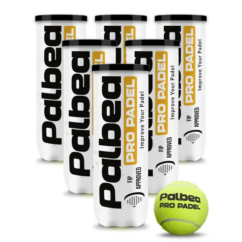 Palbea PRO Padel - FIP Zugelassene Padelbälle - 1 Karton x 6 Röhren - Padel Bälle mit HV Filz für Hohe Sichtbarkeit. Premiumqualität. Ideal für Training und Turniere. Langlebig und Schnell.