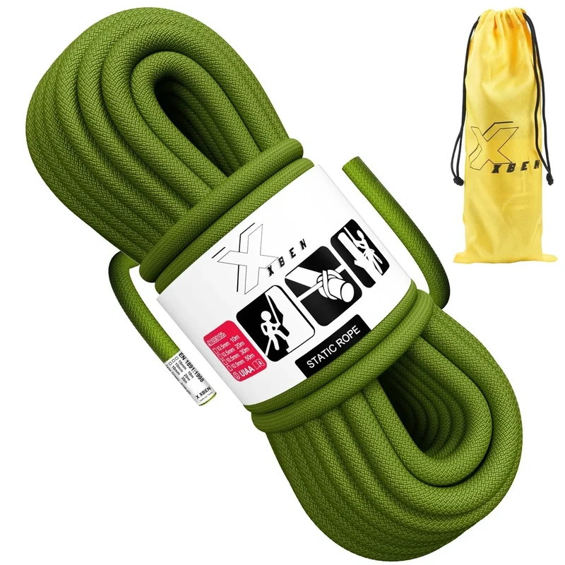 X XBEN 27.3KN Statisches Seil 10mm - UIAA-Zertifiziert für Höhenrettung, Bootstauwerk, Ankertauwerk & Hebezeug - Längen: 10m, 20m, 30m - Hohe Tragfähigkeit & Abriebfestigkeit (Armeegrün, 10mm-30m)